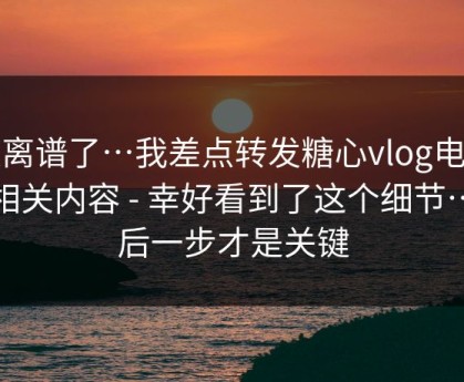 太离谱了…我差点转发糖心vlog电脑版相关内容 - 幸好看到了这个细节…最后一步才是关键
