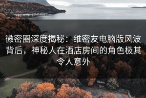 微密圈深度揭秘：维密友电脑版风波背后，神秘人在酒店房间的角色极其令人意外