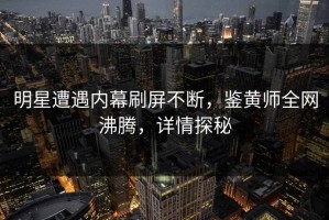 明星遭遇内幕刷屏不断，鉴黄师全网沸腾，详情探秘