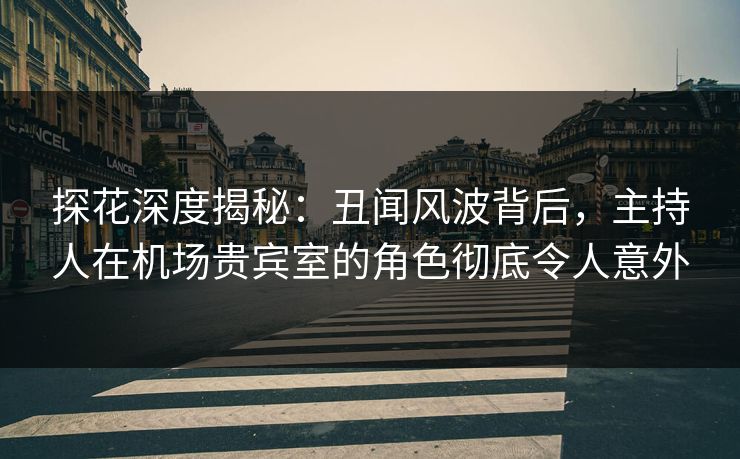 探花深度揭秘:丑闻风波背后,主持人在机场贵宾室的角色彻底令人意外 探花深度揭秘:丑闻风波背后,主持人在机场贵宾室的角色彻底令人意外
