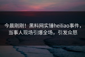 今晨刚刚！黑料网实锤heiliao事件，当事人现场引爆全场，引发众怒