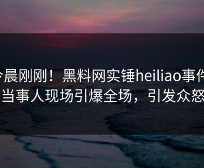 今晨刚刚！黑料网实锤heiliao事件，当事人现场引爆全场，引发众怒