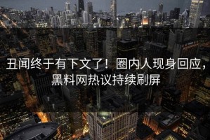 丑闻终于有下文了！圈内人现身回应，黑料网热议持续刷屏