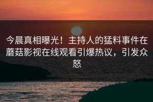 今晨真相曝光！主持人的猛料事件在蘑菇影视在线观看引爆热议，引发众怒