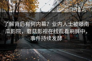 了解背后有何内幕？业内人士被曝南瓜影院，蘑菇影视在线观看刷屏中，事件持续发酵