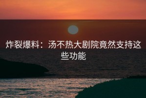 炸裂爆料：汤不热大剧院竟然支持这些功能