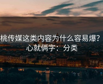 蜜桃传媒这类内容为什么容易爆？核心就俩字：分类