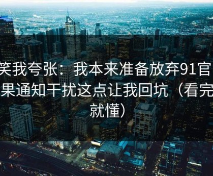 别笑我夸张：我本来准备放弃91官网，结果通知干扰这点让我回坑（看完你就懂）