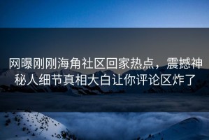 网曝刚刚海角社区回家热点，震撼神秘人细节真相大白让你评论区炸了