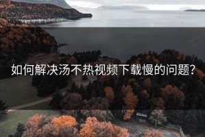 如何解决汤不热视频下载慢的问题？