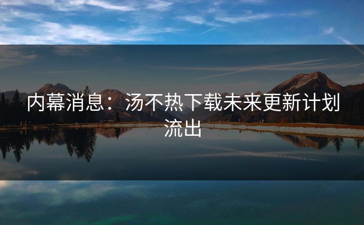 内幕消息：汤不热下载未来更新计划流出