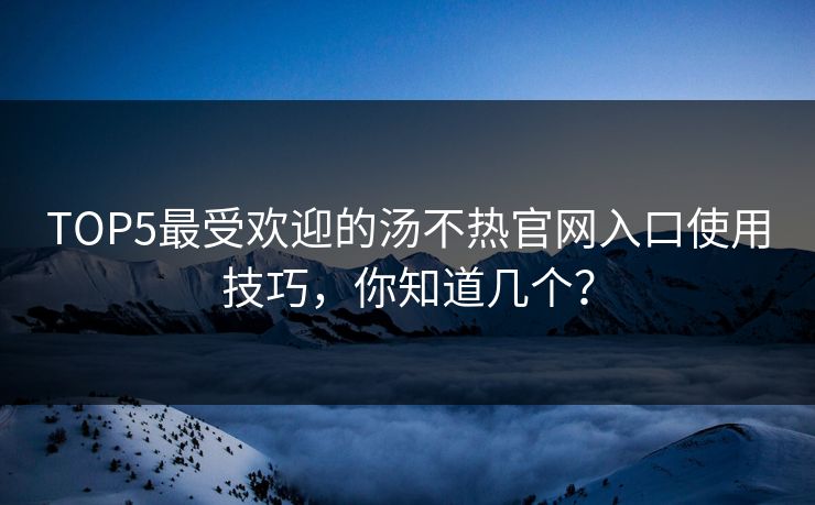 TOP5最受欢迎的汤不热官网入口使用技巧，你知道几个？