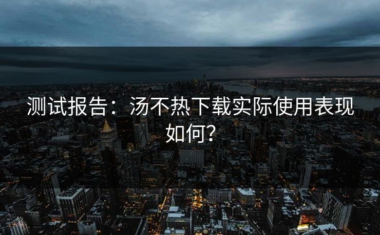 测试报告：汤不热下载实际使用表现如何？