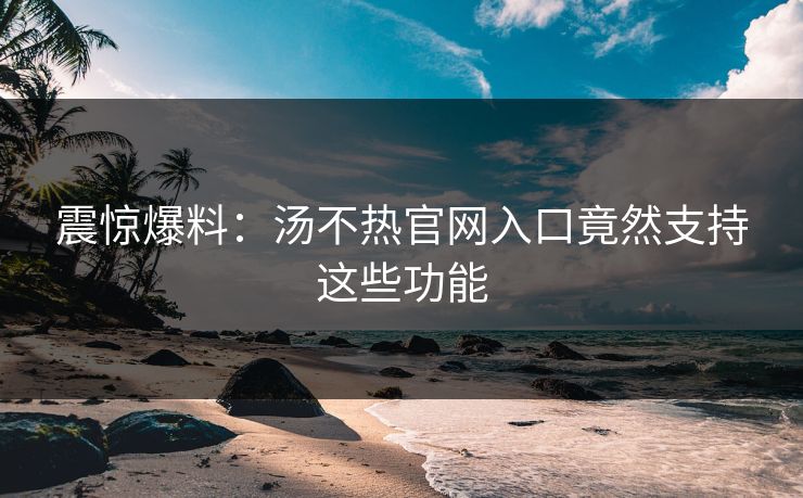 震惊爆料：汤不热官网入口竟然支持这些功能