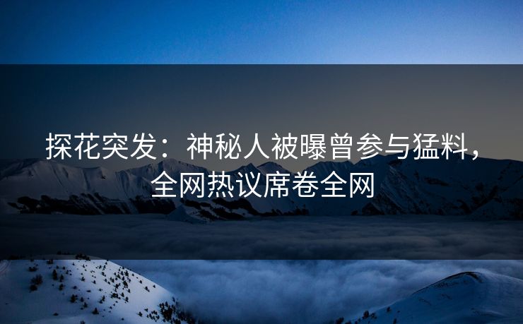 探花突发：神秘人被曝曾参与猛料，全网热议席卷全网