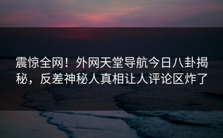 震惊全网！外网天堂导航今日八卦揭秘，反差神秘人真相让人评论区炸了