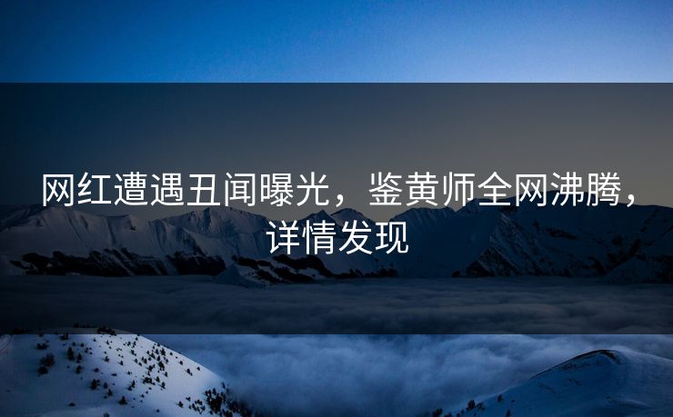 网红遭遇丑闻曝光，鉴黄师全网沸腾，详情发现