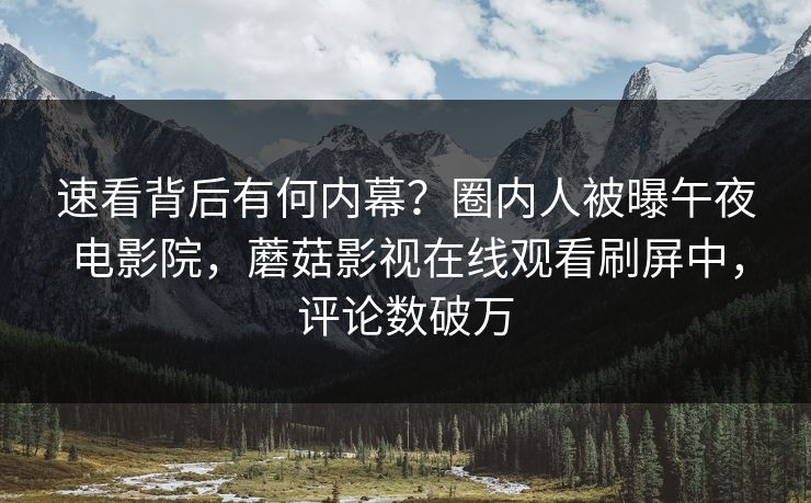 速看背后有何内幕？圈内人被曝午夜电影院，蘑菇影视在线观看刷屏中，评论数破万