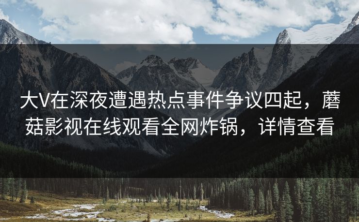 大V在深夜遭遇热点事件争议四起，蘑菇影视在线观看全网炸锅，详情查看