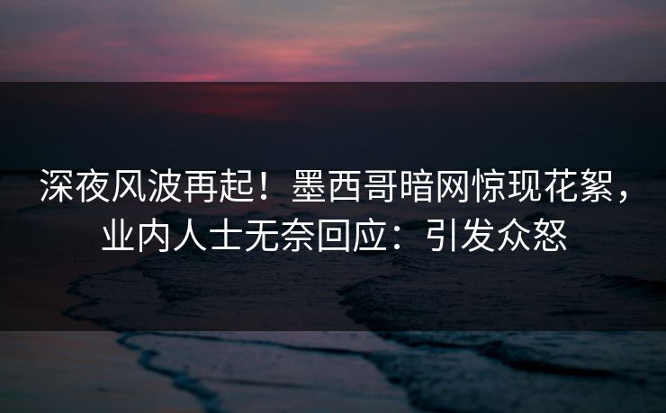 深夜风波再起！墨西哥暗网惊现花絮，业内人士无奈回应：引发众怒