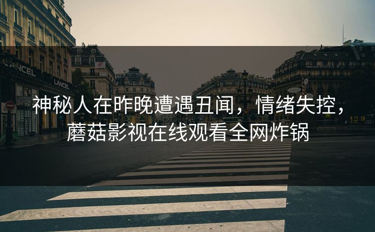 神秘人在昨晚遭遇丑闻,情绪失控,蘑菇影视在线观看全网炸锅 神秘人在昨晚遭遇丑闻,情绪失控,蘑菇影视在线观看全网炸锅